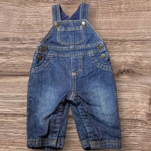 BABY CAT & JACK LINED DARK DISTRESSED OVERALLS